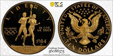 1984-W $10 Olympic PR67DCAM