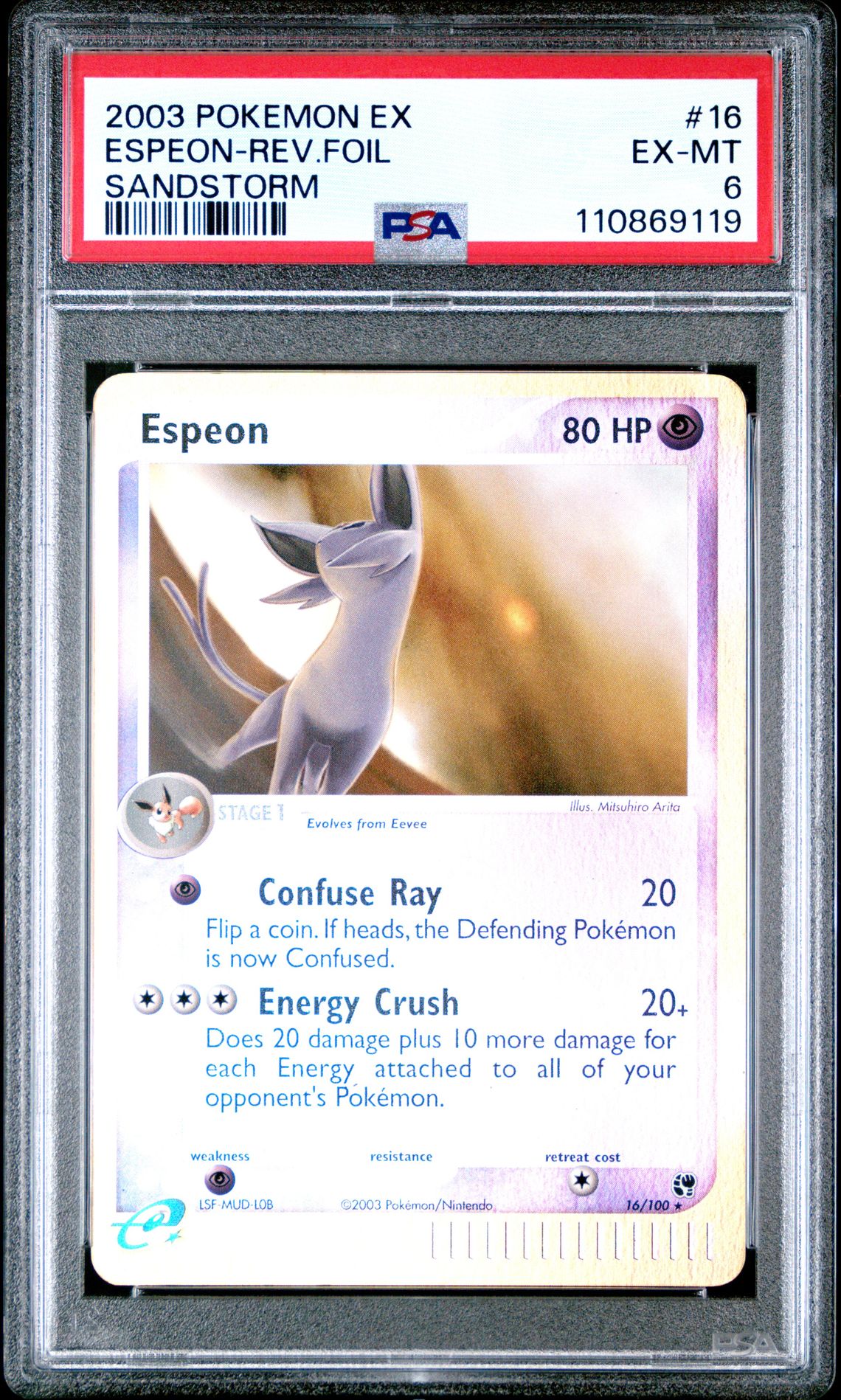 2003 Pokemon POKEMON EX SANDSTORM #16 Espeon-Rev.Foil front