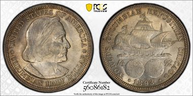 1893 50C Columbian MS64