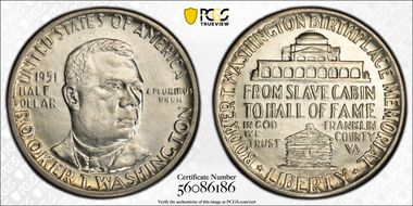 1951 50C Booker T. Washington MS64