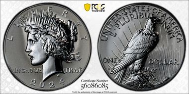 2024-S $1 Peace Dollar Rev PR Two-Coin Reverse Proof Set PR69