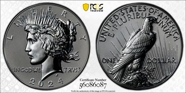 2024-S $1 Peace Dollar Rev PR Two-Coin Reverse Proof Set PR70