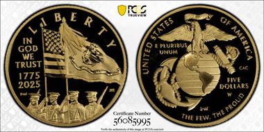 2025-W $5 USMC - 250th Anniversary PR69DCAM
