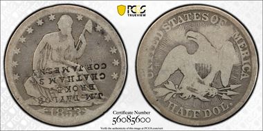 1853 50c Brunk T-95 J.M. Taylor Arrows and Rays G6