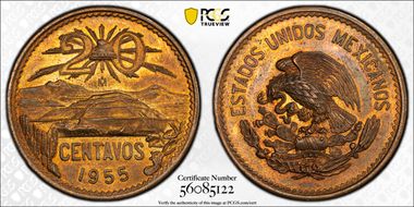 1955-Mo 20C Small Eagle MS64RB