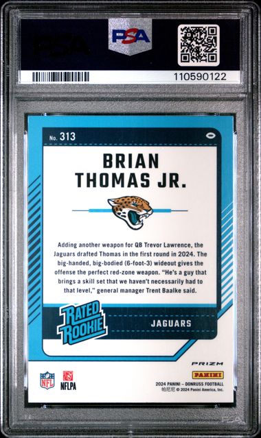 2024 Panini Donruss Brian Thomas Jr. #313 (Optic Preview-Red Pandora) Mint 9 back
