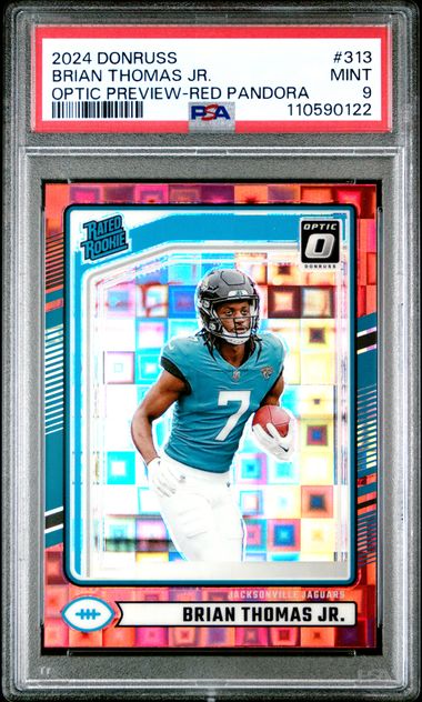 2024 Panini Donruss Brian Thomas Jr. #313 (Optic Preview-Red Pandora) Mint 9 front