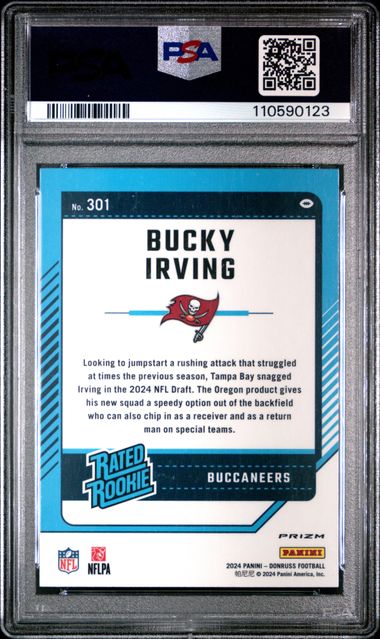 2024 Panini Donruss Bucky Irving #301 (Optic Preview) Gem Mt 10 back