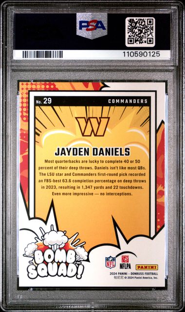 2024 Panini Donruss Bomb Squad Jayden Daniels #29 Gem Mt 10 back