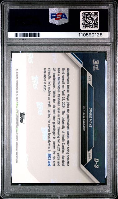 2024 Topps Now Drake Maye #D3 Gem Mt 10 back