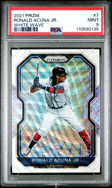 2021 Panini Prizm Ronald Acuna Jr. #7 (White Wave) Mint 9 front