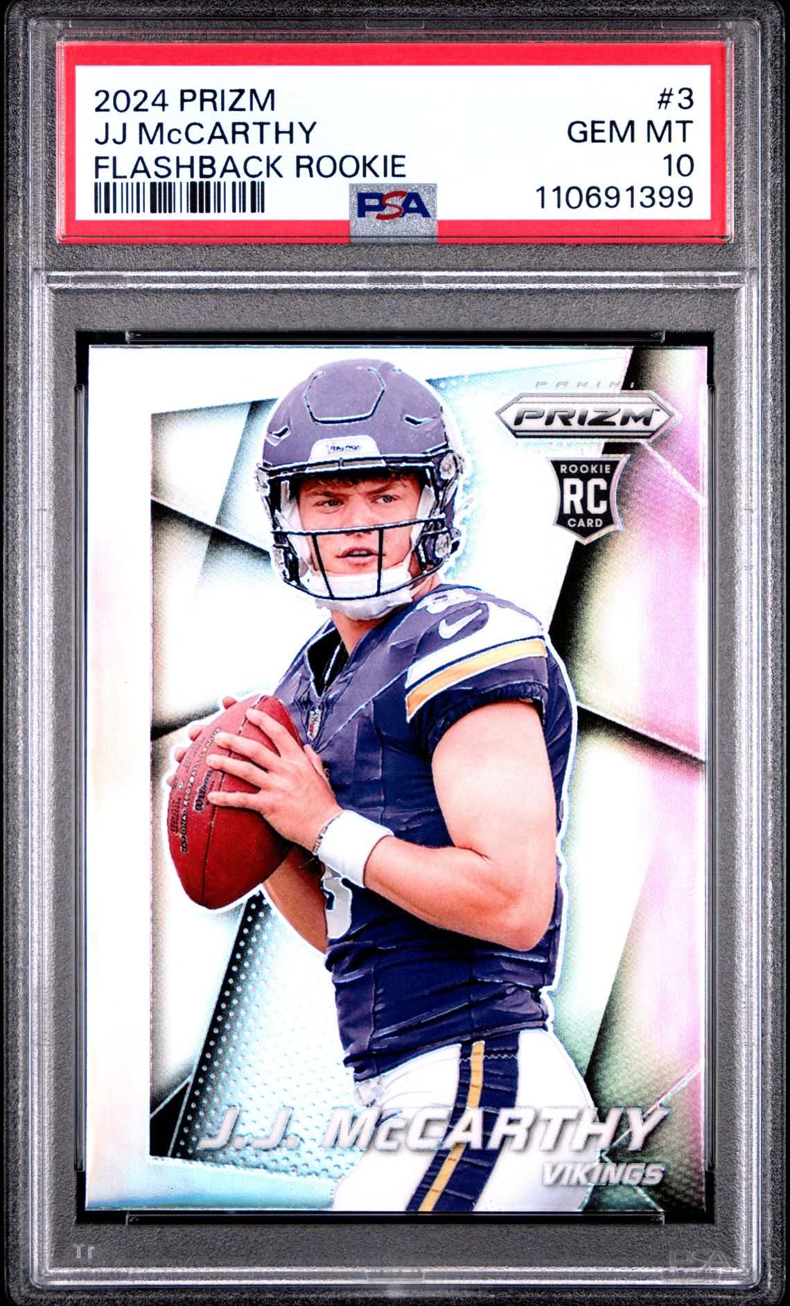 2024 Panini Prizm Prizm Flashback Rookie Jj Mccarthy #3 Gem Mt 10 front