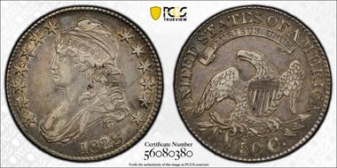 1828 50C Square 2, Small 8s, Lg. Letters XF40