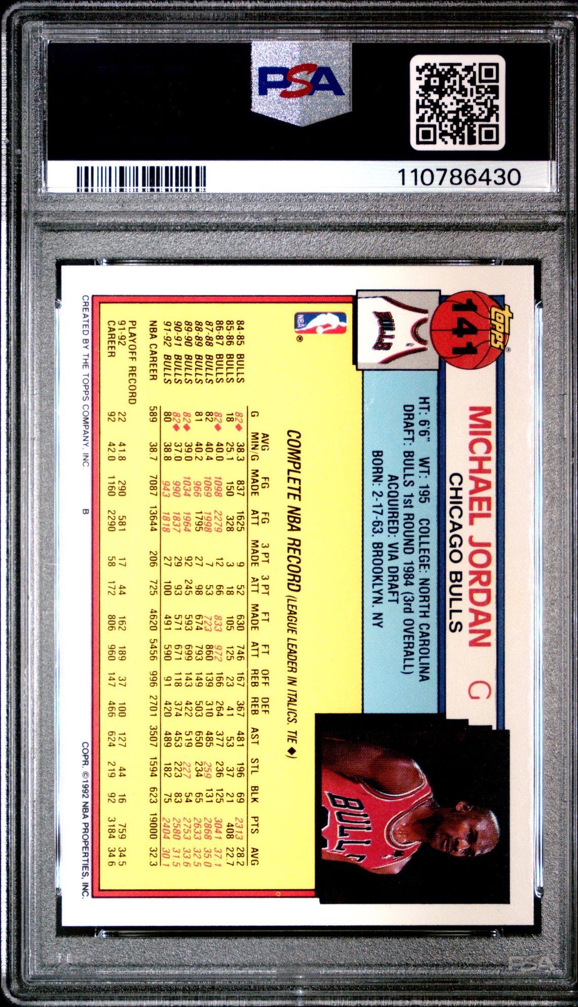 1992 Topps Michael Jordan #141 Nm-Mt 8 back