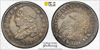 1814 10C Large Date VF35