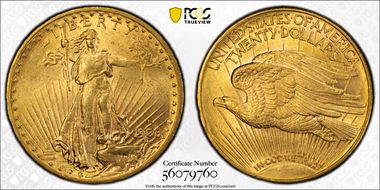 1908-D $20 Motto AU58