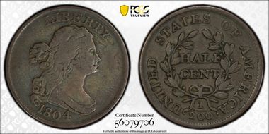 1804 1/2C Spiked Chin VF30BN