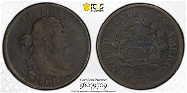 1806 1/2C Small 6, No Stems VG10BN