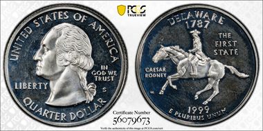 1999-S 25C Delaware Silver PR64DCAM