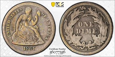 1861-S 10C F-101 VF20