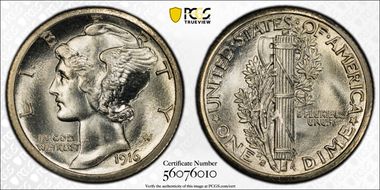 1916-S 10C Mercury MS66FB