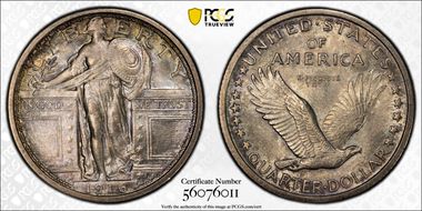 1916 25C Standing Liberty MS64+ FH