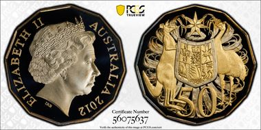 2012 50C Coat of Arms Selective Gilt PR69DCAM
