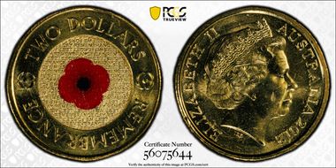2012 $2 Remembrance Day Colorized MS65