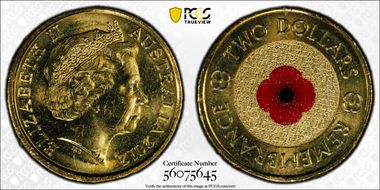 2012 $2 Remembrance Day Colorized MS64