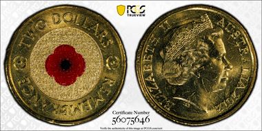 2012 $2 Remembrance Day Colorized MS65