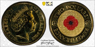 2012-C $2 Remembrance Day Colorized MS66