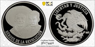 2025 Medal Heroes de la Revolucion Zapata/Villa 1oz Ag PR69DCAM