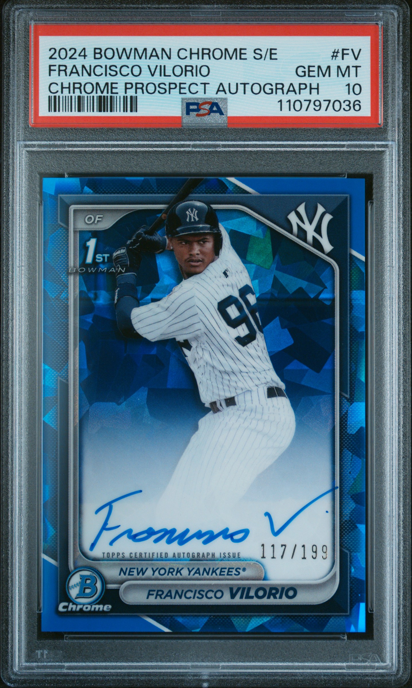Francisco Vilorio 2024 Bowman Chrome Sapphire Edition Prospects Autographs