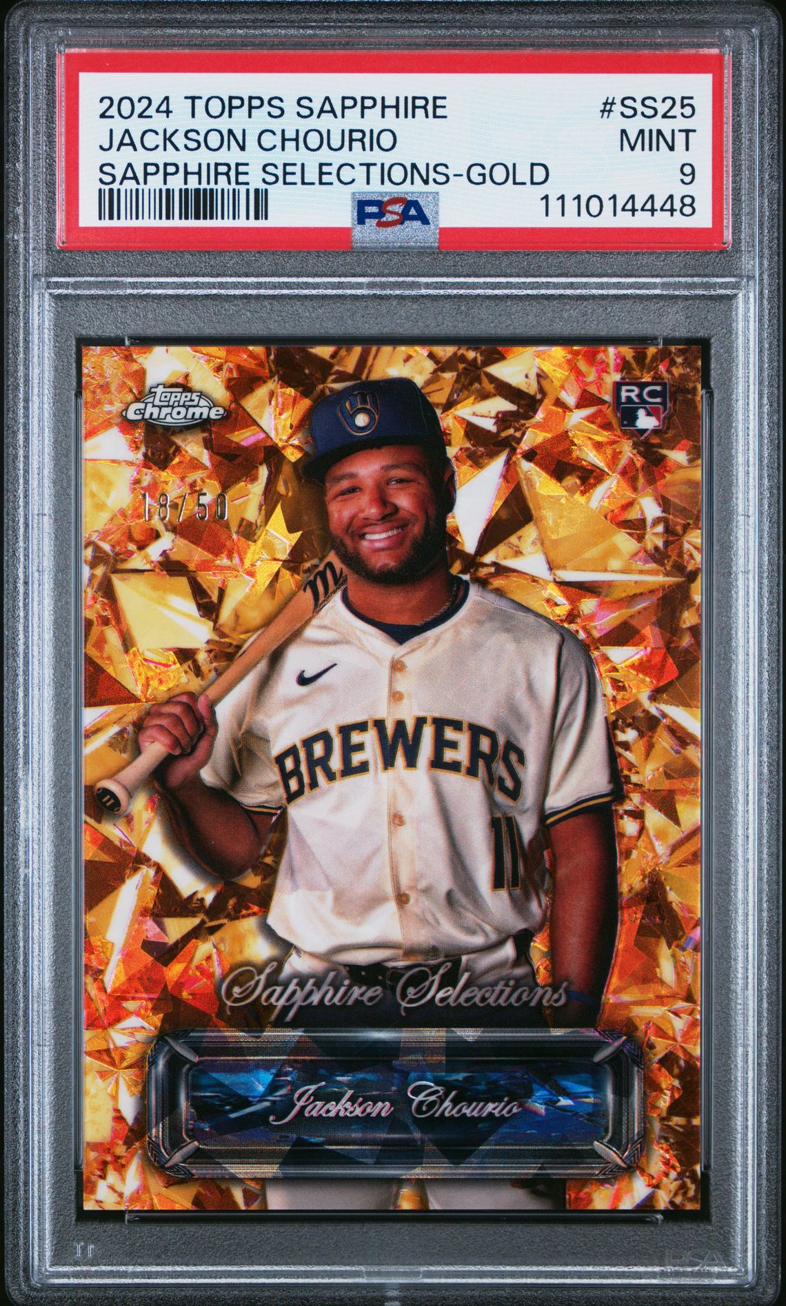 2024 Topps TOPPS CHROME SAPPHIRE SAPPHIRE SELECTIONS GOLD #SS25 Jackson Chourio front