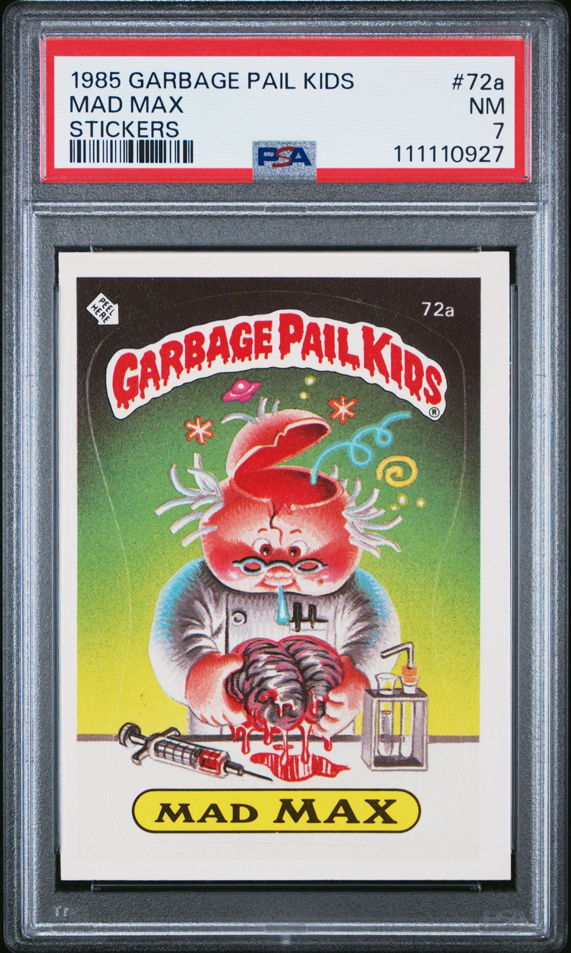 1985 Topps GARBAGE PAIL KIDS STICKERS GLOSSY #72A Mad Max front