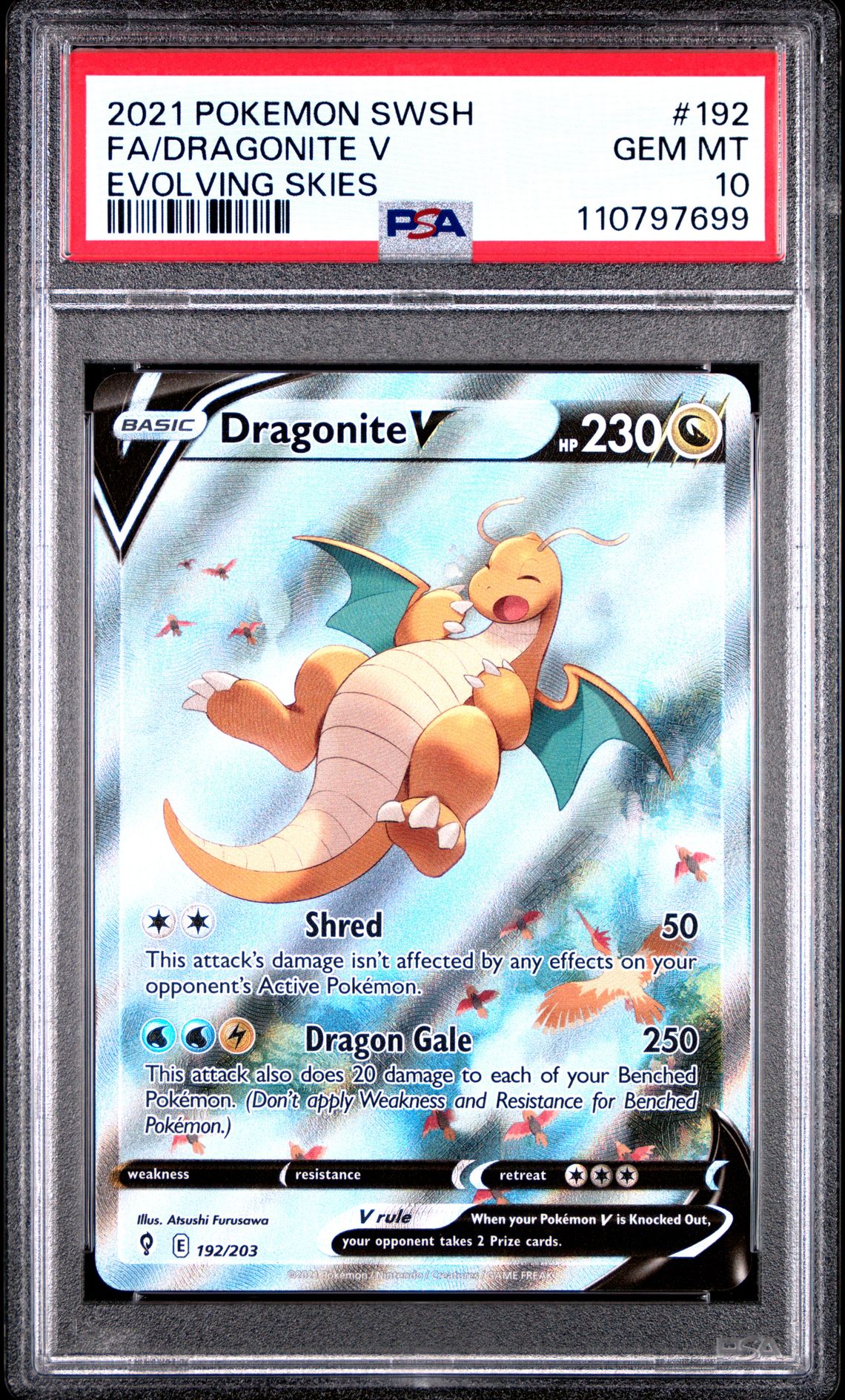 2021 Pokemon Sword & Shield Evolving Skies Fa/Dragonite V #192 (Evolving Skies) Gem Mt 10 front
