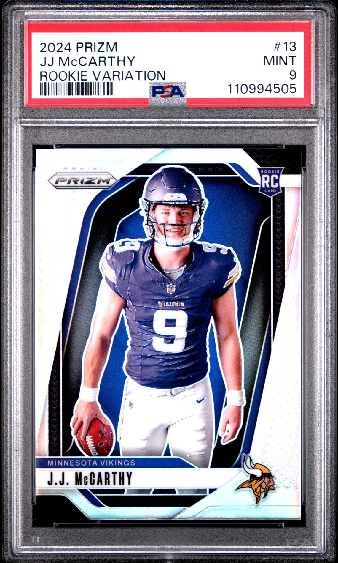 2024 Panini Prizm Rookie Variation Jj Mccarthy #13 Mint 9 front