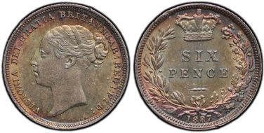 1887 6D S-3912 Young Head MS63