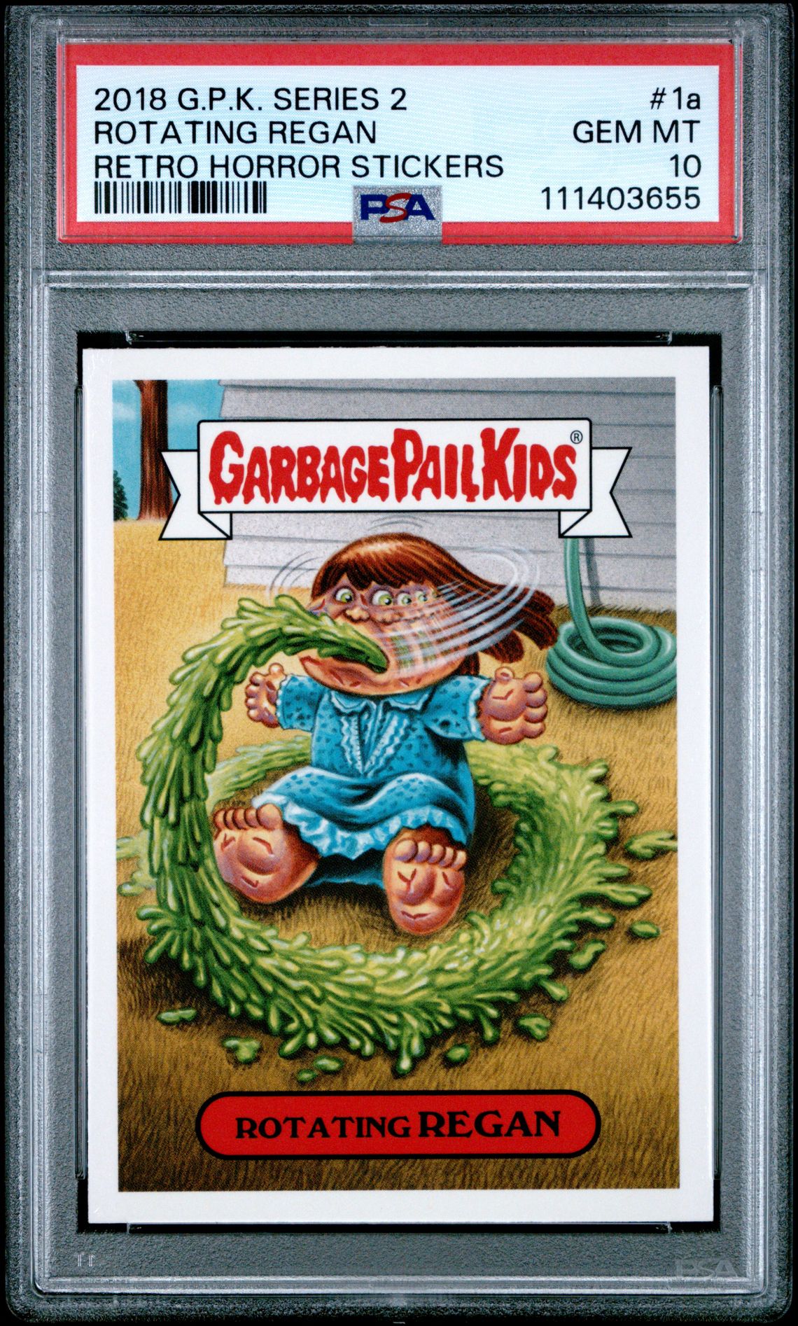 2018 Topps GARBAGE PAIL KIDS SERIES 2 RETRO HORROR STICKERS #1A Rotating Regan front