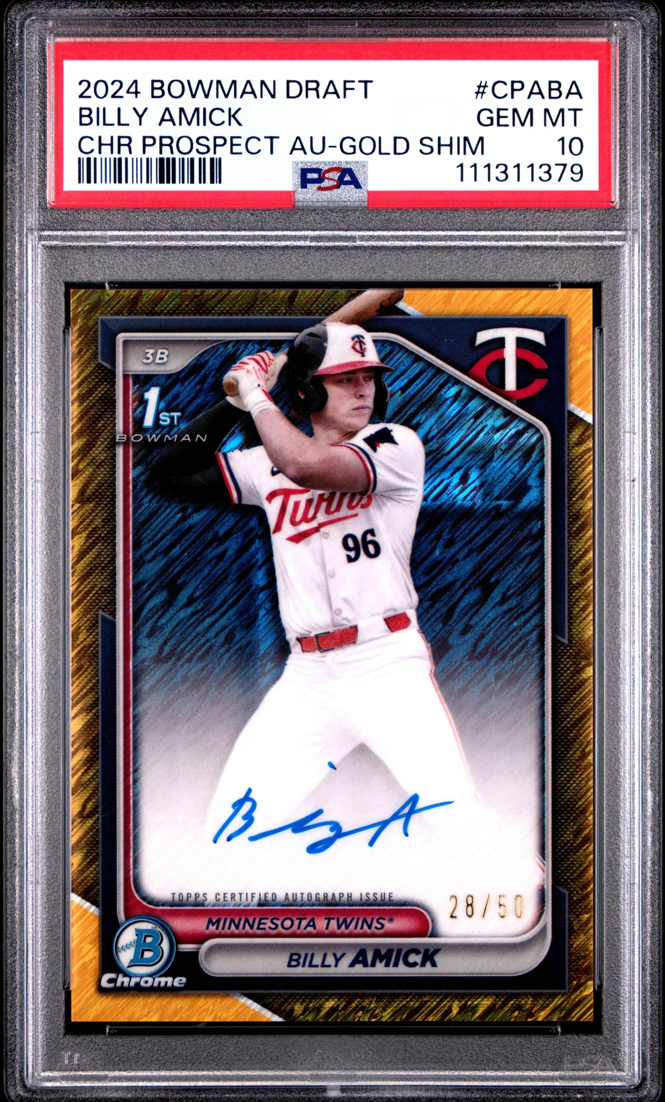 Billy Amick 2024 Bowman Draft Chrome Prospect Autographs