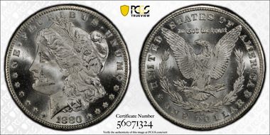 1880-CC $1 VAM 5 8/7 High 7 MS65