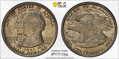 1921 50C Alabama AU58