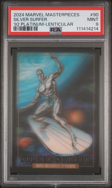 2024 Fleer Marvel Masterpieces Silver #90 Lenticular Surfer front