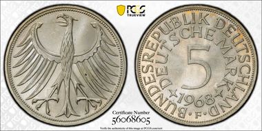 1968-F 5 Mk Regular Issue MS65