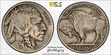 1920-D 5C 2 Feathers, FS-401 VF20