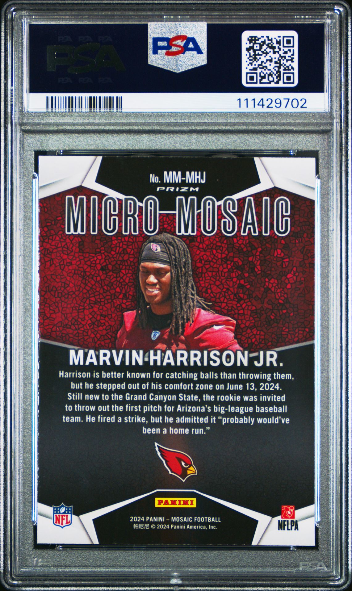 2024 Panini Mosaic Micro Mosaic Marvin Harrison Jr. #Mmmhj Gem Mt 10 back