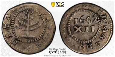 1652 Shilling Pine Tree, Noe-30 VF30