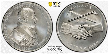 (2019) Medal John Quincy Adams "1825" Silver Matte Finish MS70