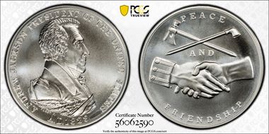 (2020) Medal Andrew Jackson "1829" Silver Matte Finish MS70