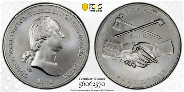 (2018) Medal George Washington "1789"  Silver Matte Finish MS70